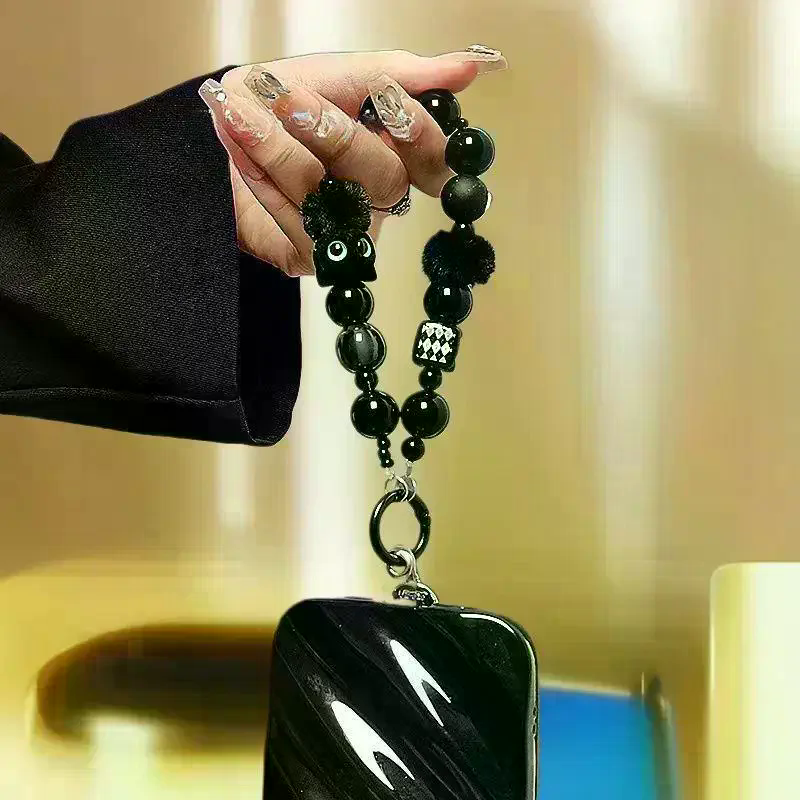 Women Bags Luxury - Luxury Black Fluffy Cat Phone Strap