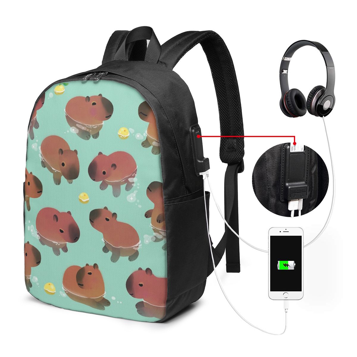 Capybara Animal Pattern Backpa - Women Bags For Laptop 评论和价格