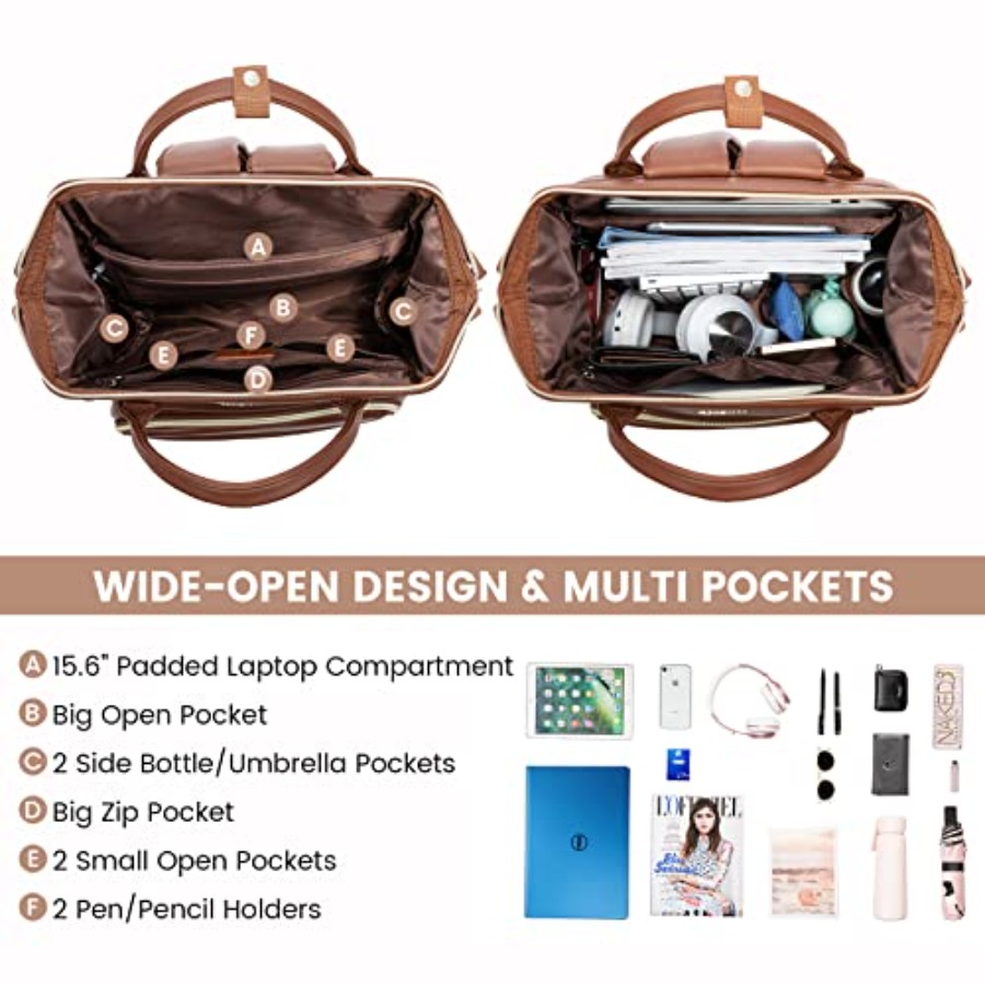Leather Laptop Backpack for Wo - Women Bags Work 评论和价格