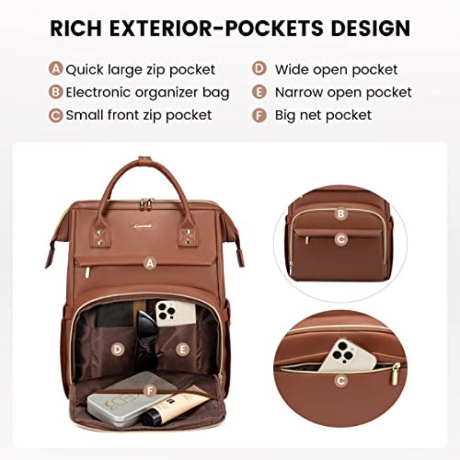 Leather Laptop Backpack for Wo - Women Bags Work 评论和价格