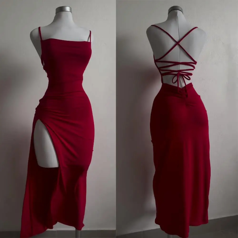 2025 Sexy Suspender Slit Dress - Women Bags Winners 评论和价格
