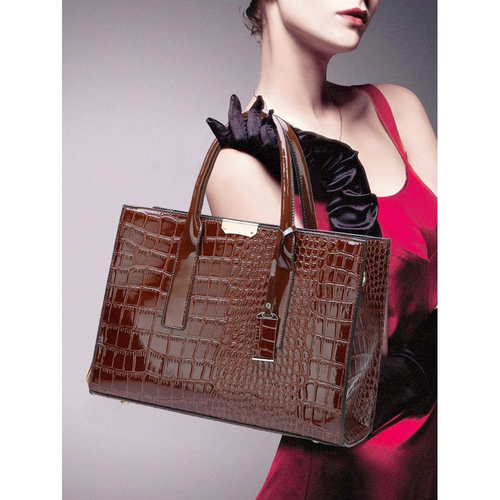 Embossed Top Handle Bag Elegan - Women Bags Work 评论和价格