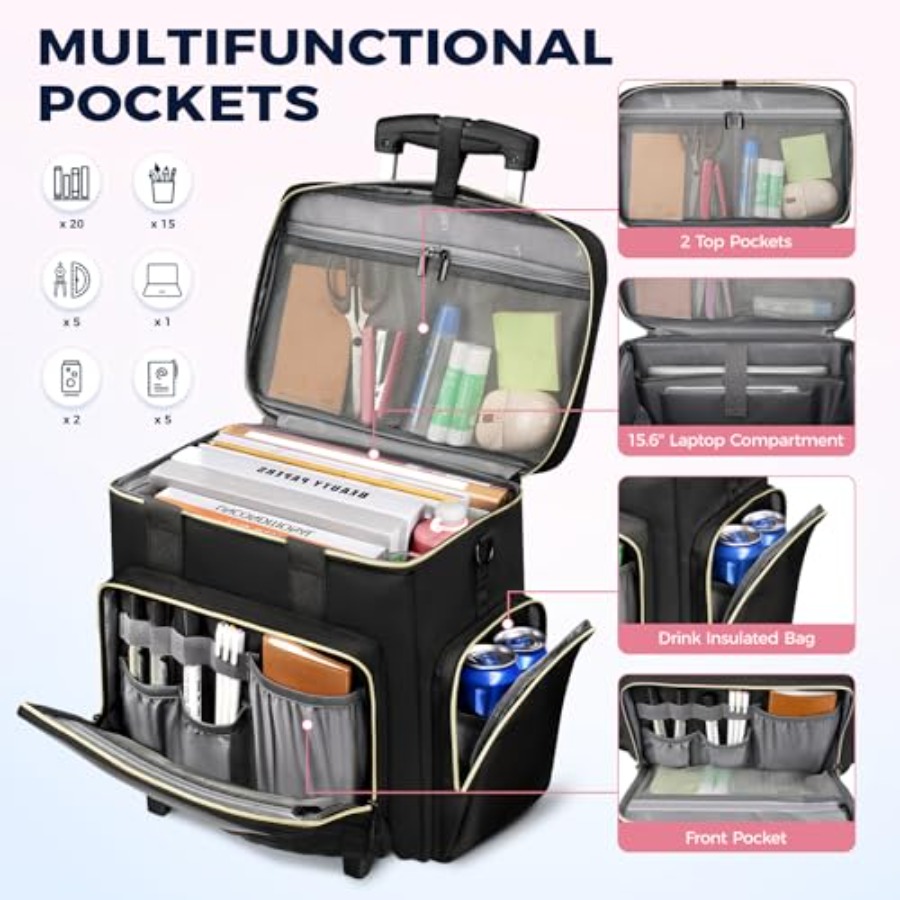 Rolling Teacher Bag, 15.6 Inch - Women Bags For Laptop 评论和价格