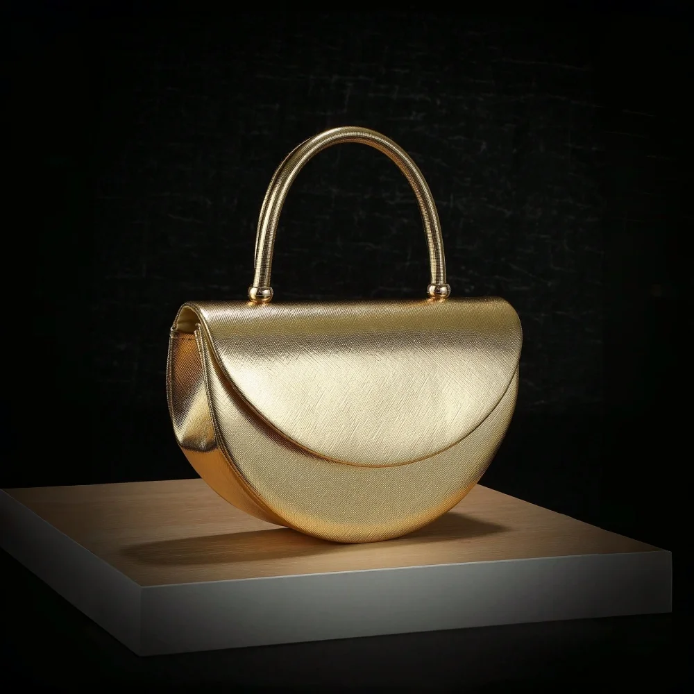 Halfmoon Shiny Evening Handbag - Clutch Bag Evening 评论和价格