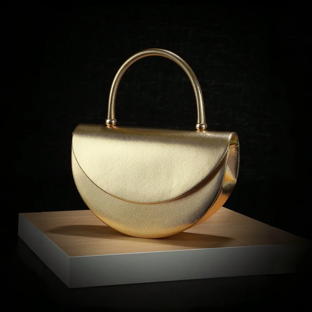 Halfmoon Shiny Evening Handbag - Clutch Bag Evening 评论和价格