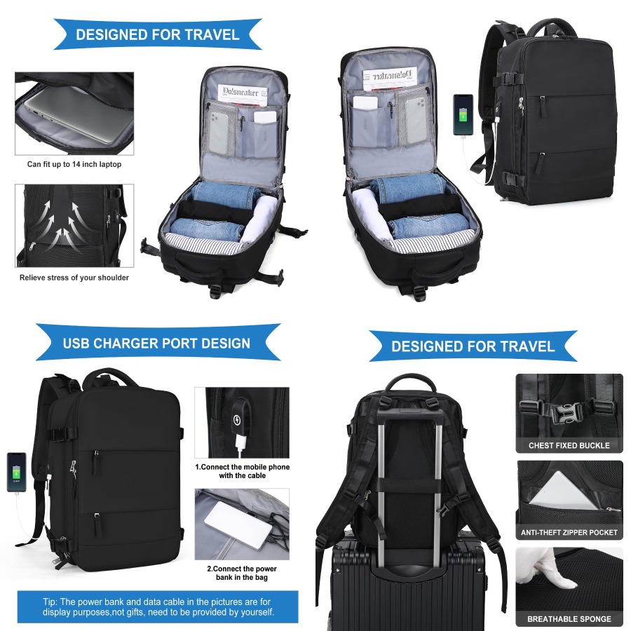 【New Arrival】Black Travel Back - Women Bags Work 评论和价格