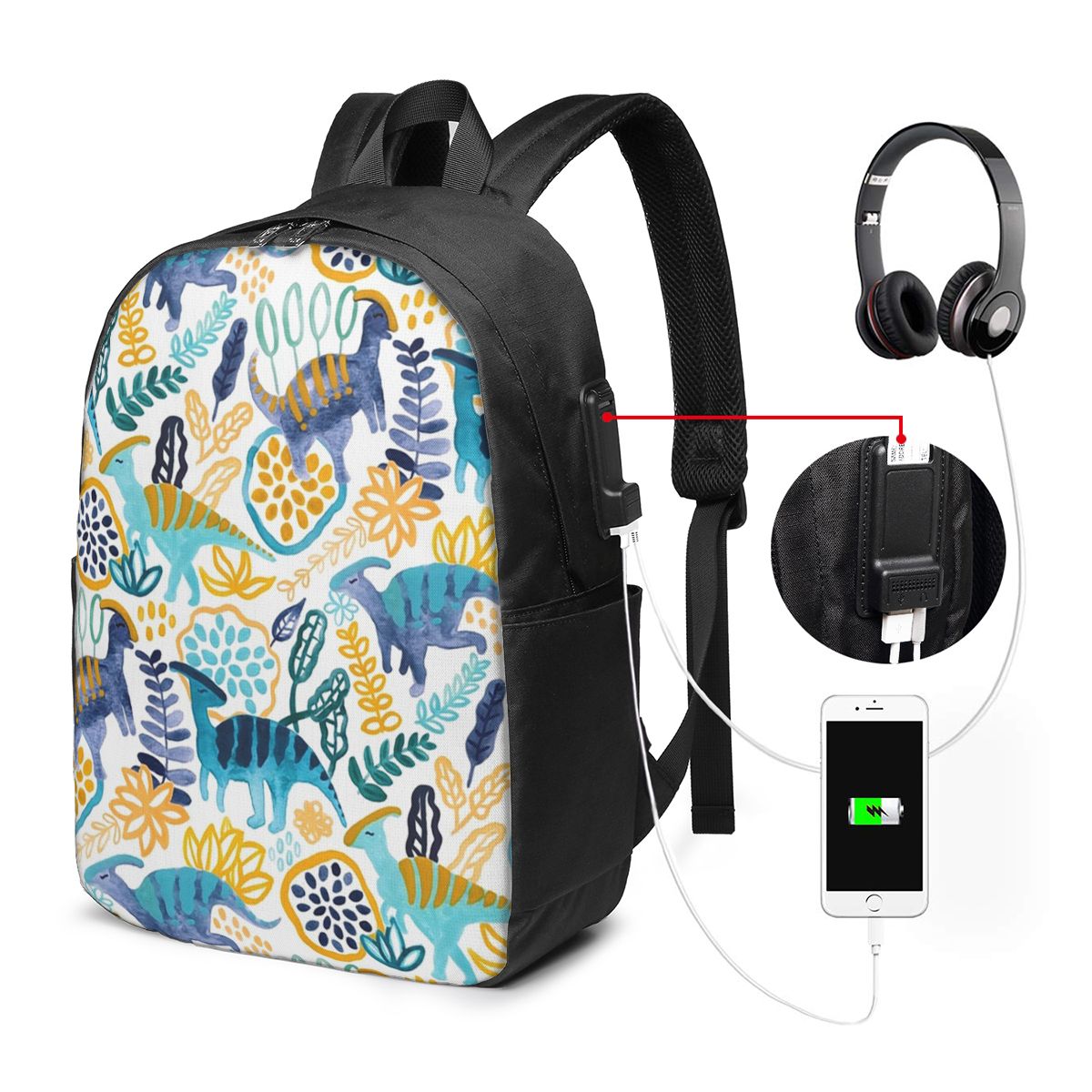 Gouache Parasaurolophuses Back - Women Bags For Laptop 评论和价格